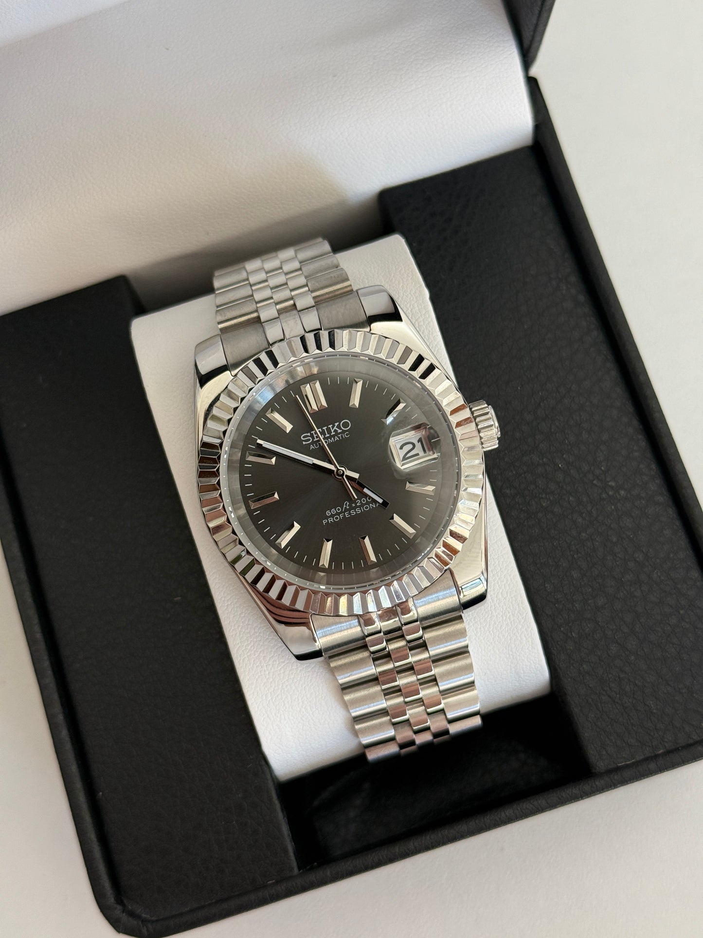 Grey Sunburst V3 Datejust Custom Seiko Mod