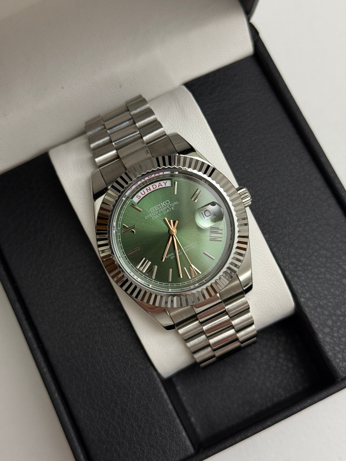 Green DayDate Custom Seiko Mod 39MM