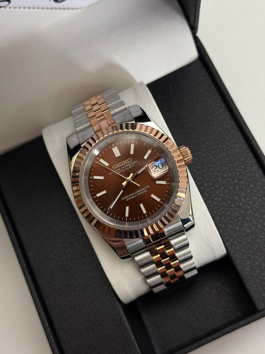 Rose Gold Chocolate Datejust Custom Seiko Mod