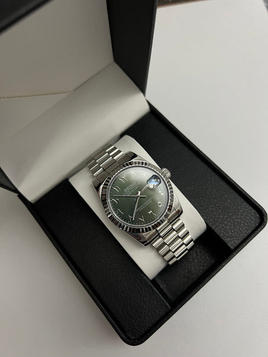 Green Arabic V2 Datejust Custom Seiko Mod