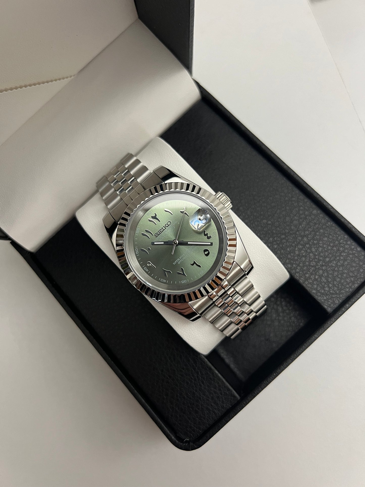 Green Arabic Datejust Custom  Seiko Mod V3