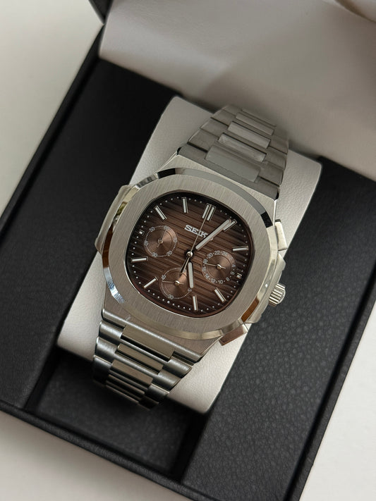 Brown Nautilus Custom Seiko Mod Quartz