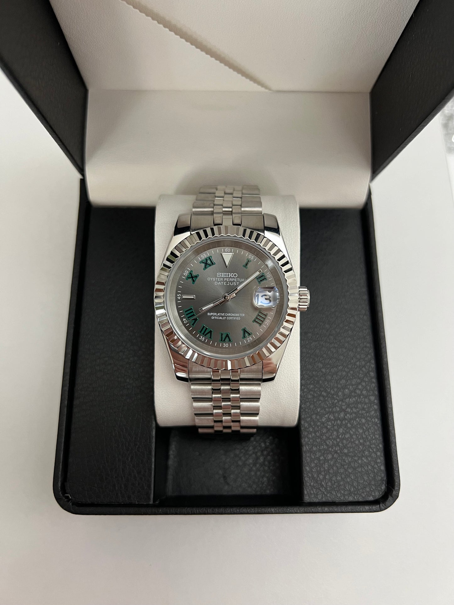 Grey Wimbledon Datejust Custom Seiko Mod