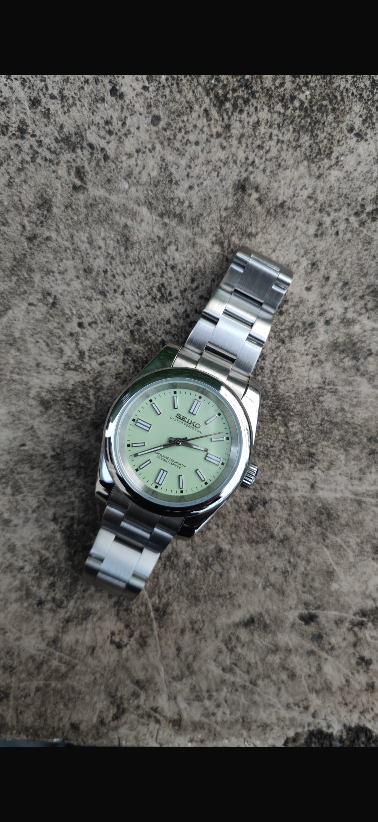Green Sunburst Datejust Custom Seiko Mod
