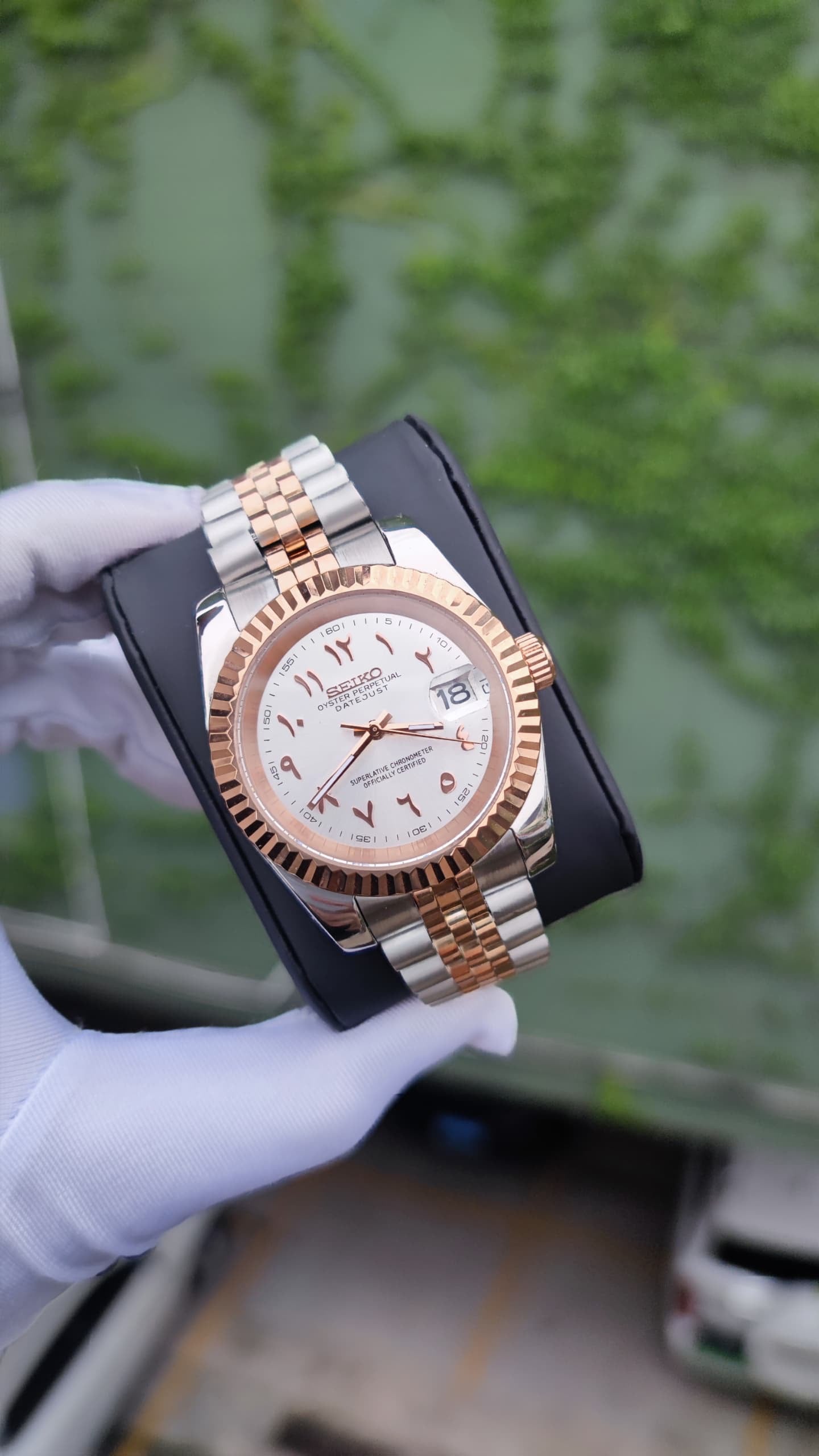Two Tone Rose Gold Arabic Custom Seiko Mod