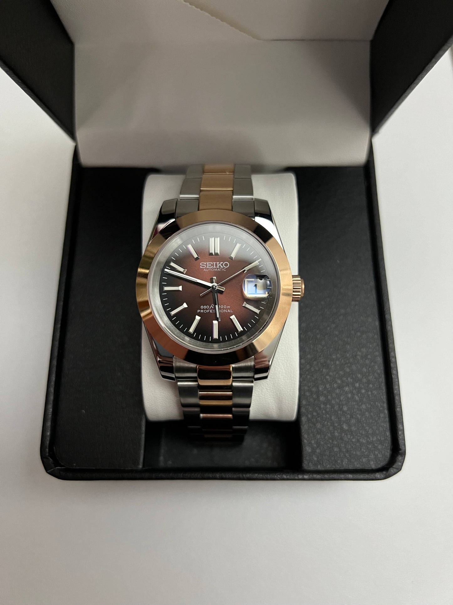 Rose Gold Chocolate Datejust Custom Seiko Mod