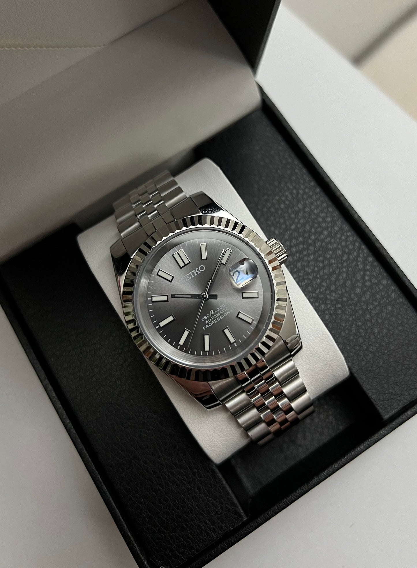 Grey Sunburst V2 Datejust Custom Seiko Mod