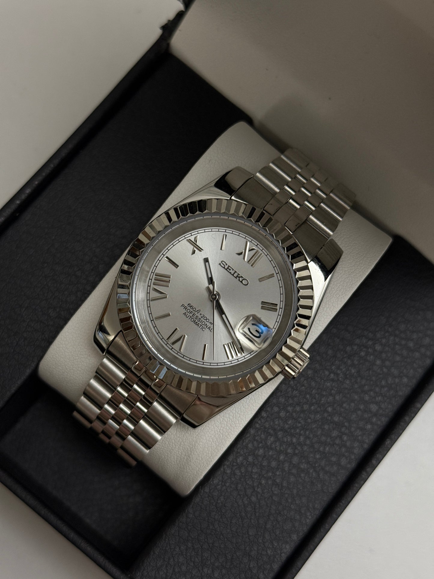 White roman Datejust Custom Seiko Mod