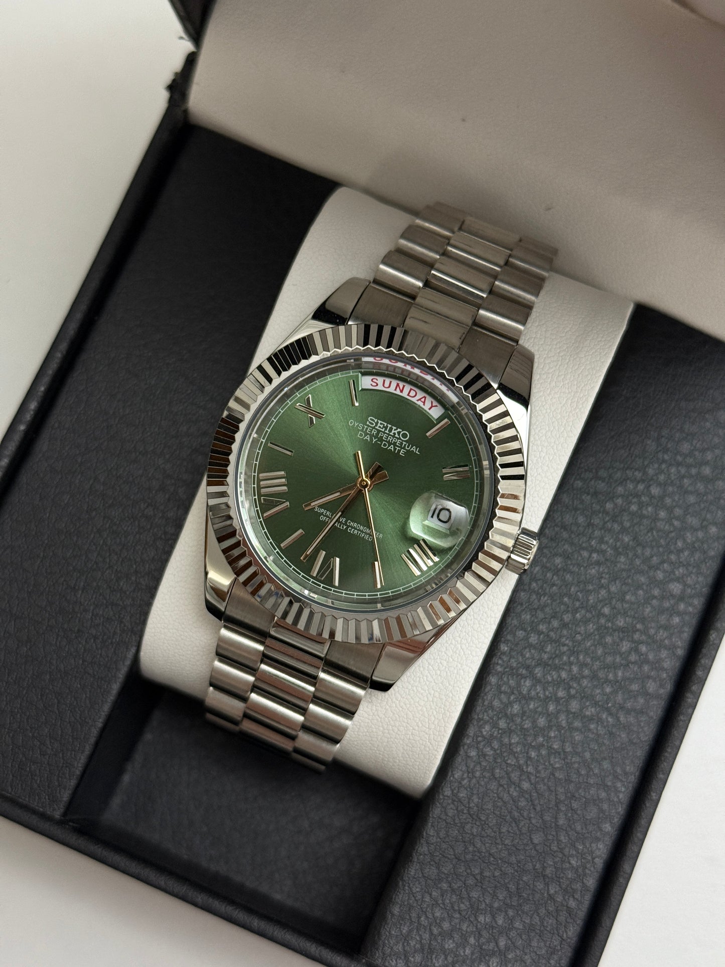 Green DayDate Custom Seiko Mod 39MM