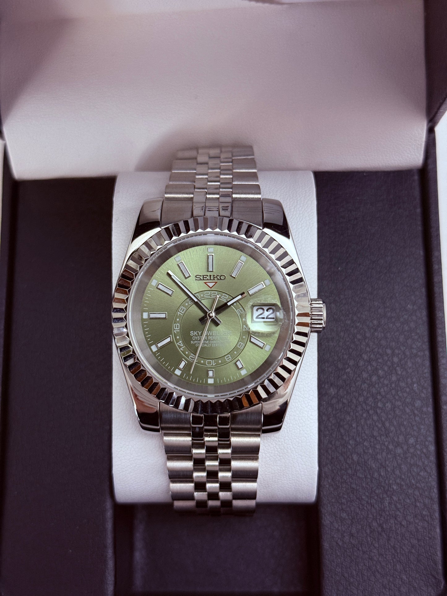 Green Sky Dweller DateJust Custom Seiko Mod