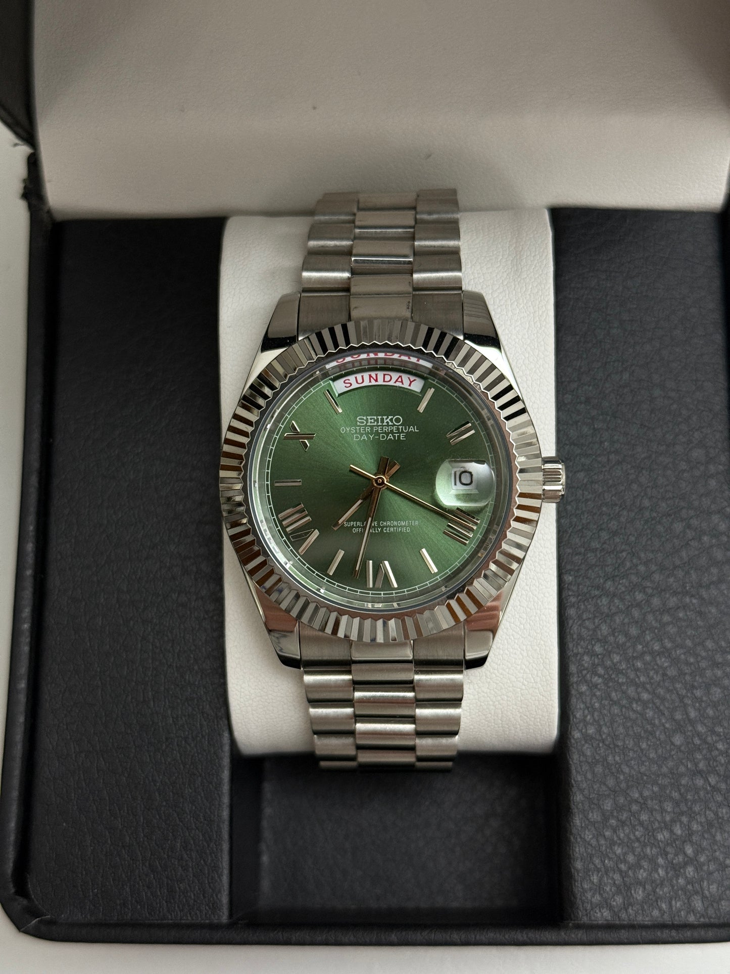 Green DayDate Custom Seiko Mod 39MM