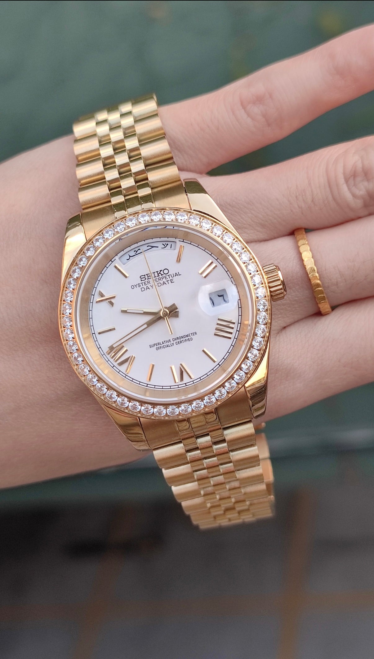 Gold Diamond DayDate Custom Seiko Mod