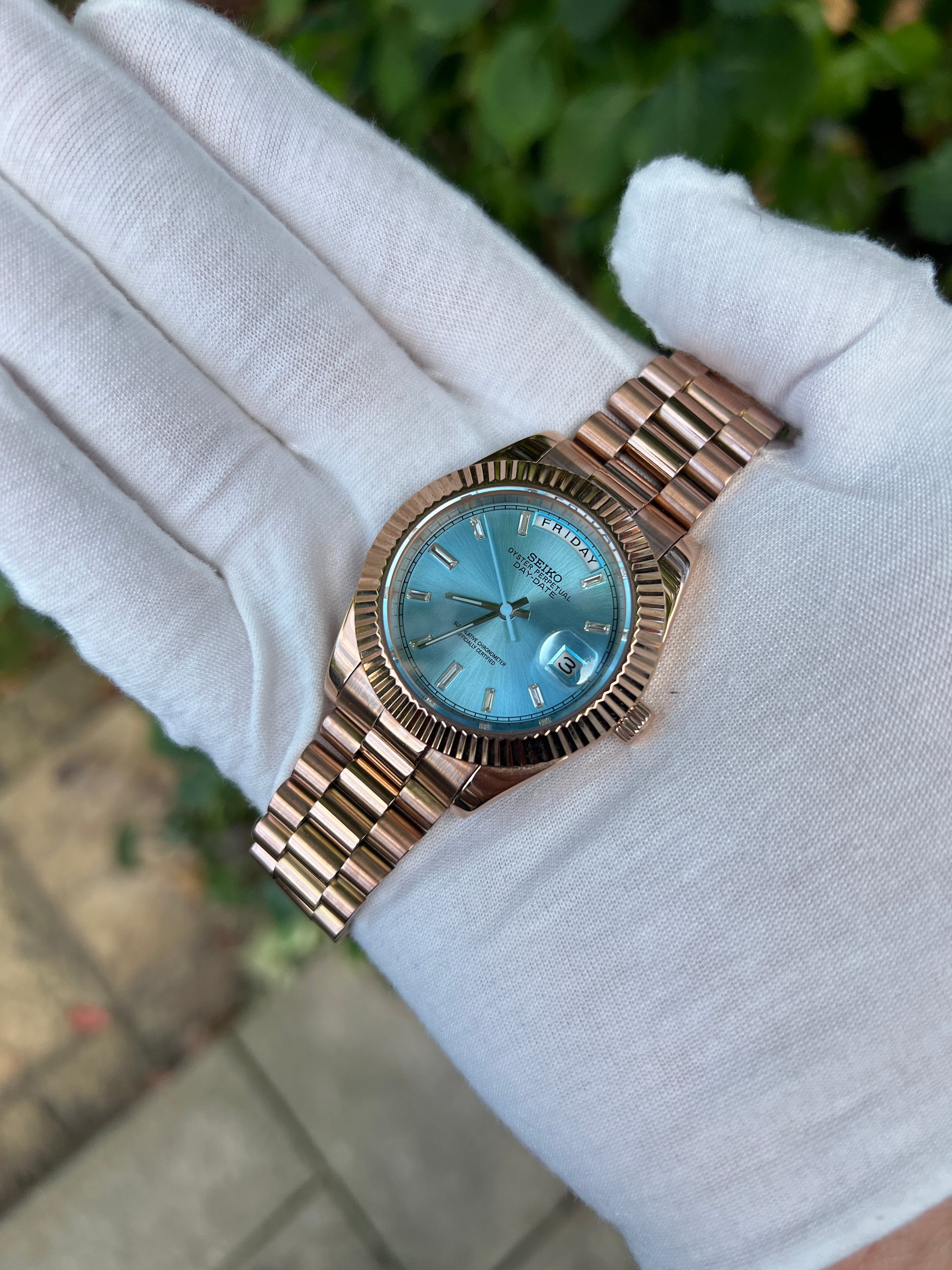Tiffany Blue DayDate Custom Seiko Mod 39MM - Main Image