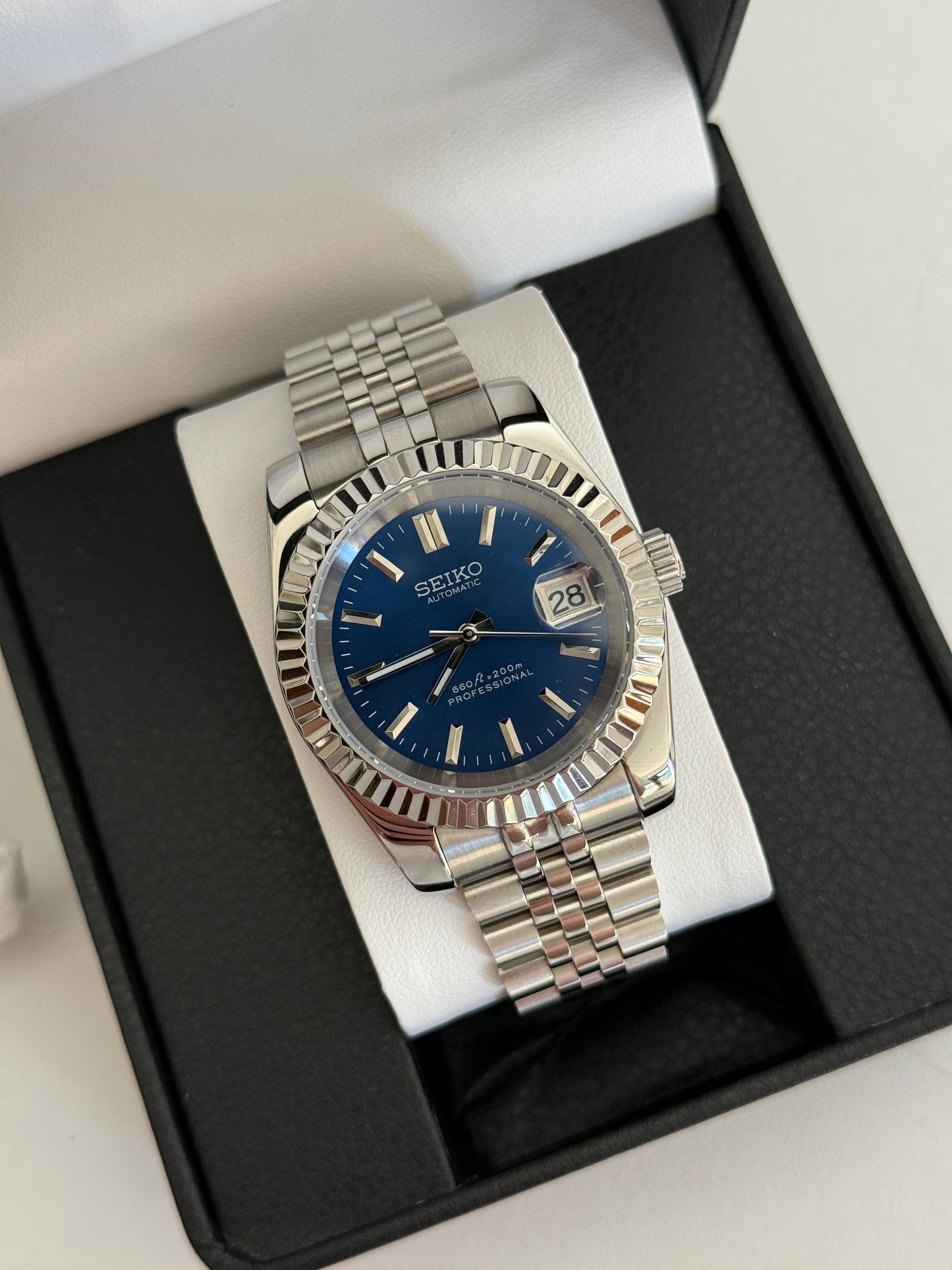 Blue Sunburst V2 Datejust Custom Seiko Mod