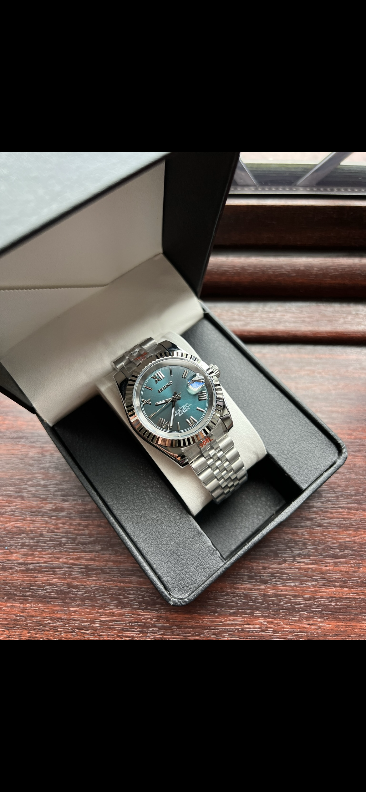Teal Roman Datejust Custom Seiko Mod