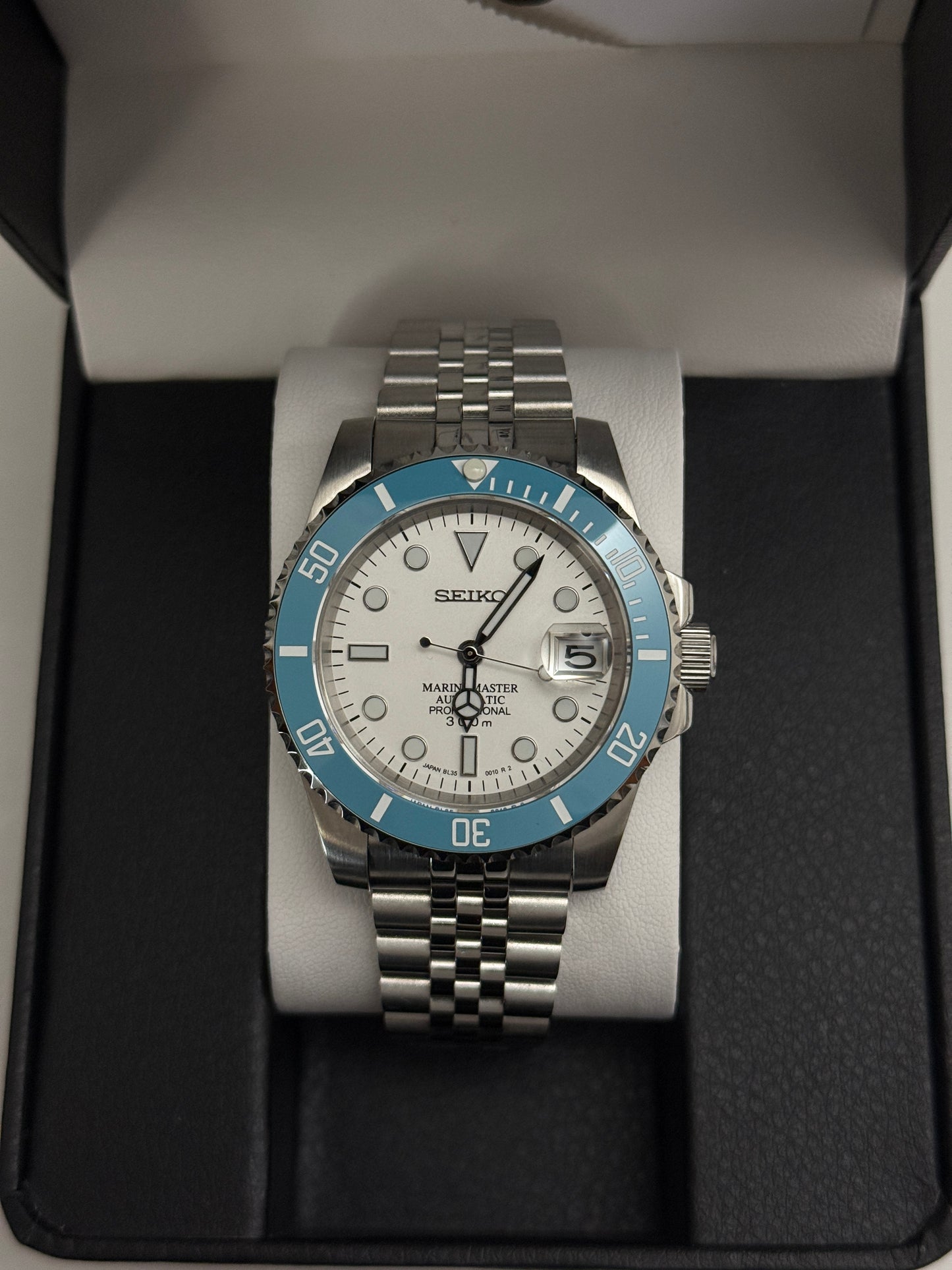 Light Blue Submariner Custom Seiko Mod