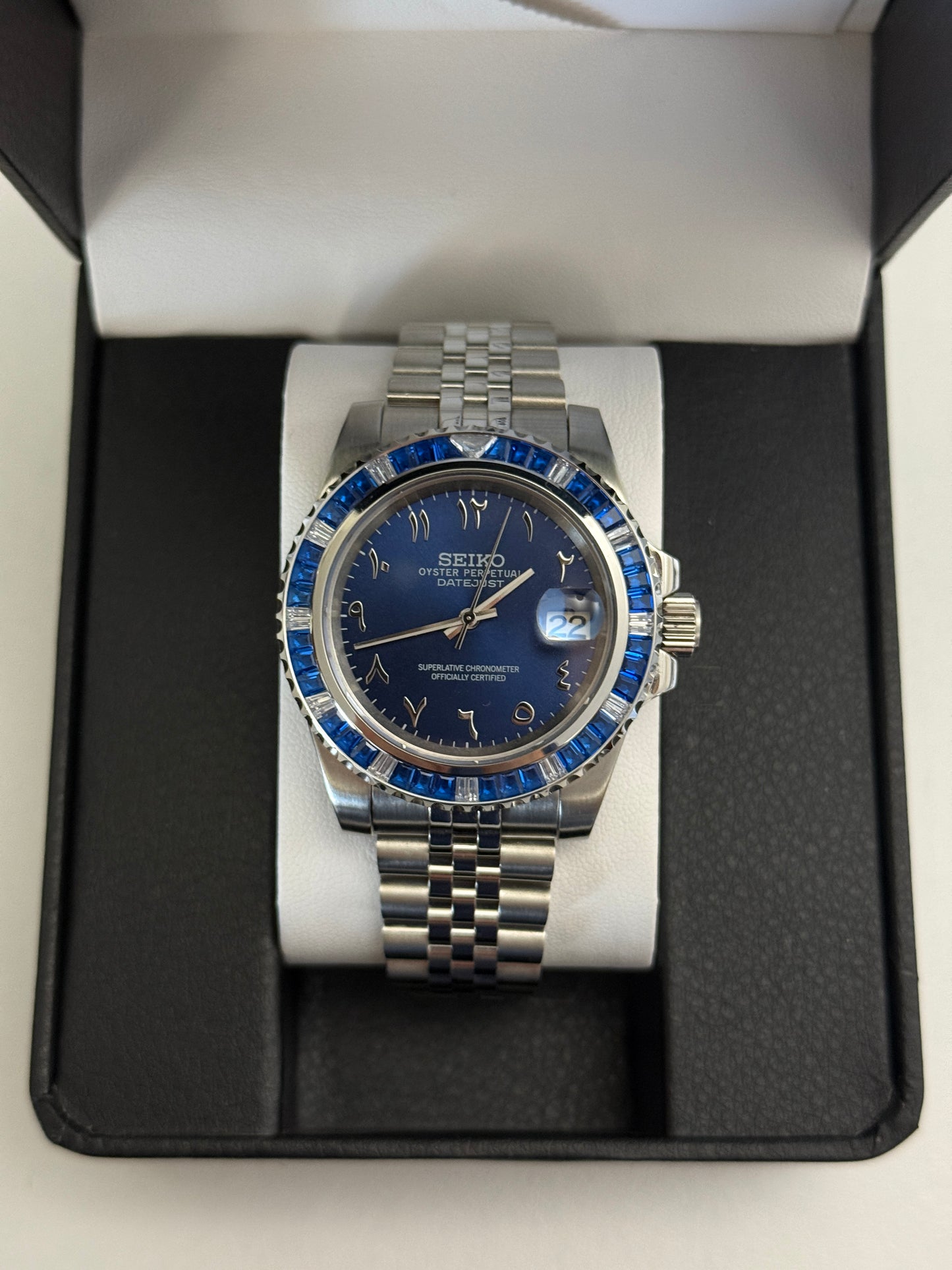 Blue Gem Arabic Submariner Custom Seiko Mod