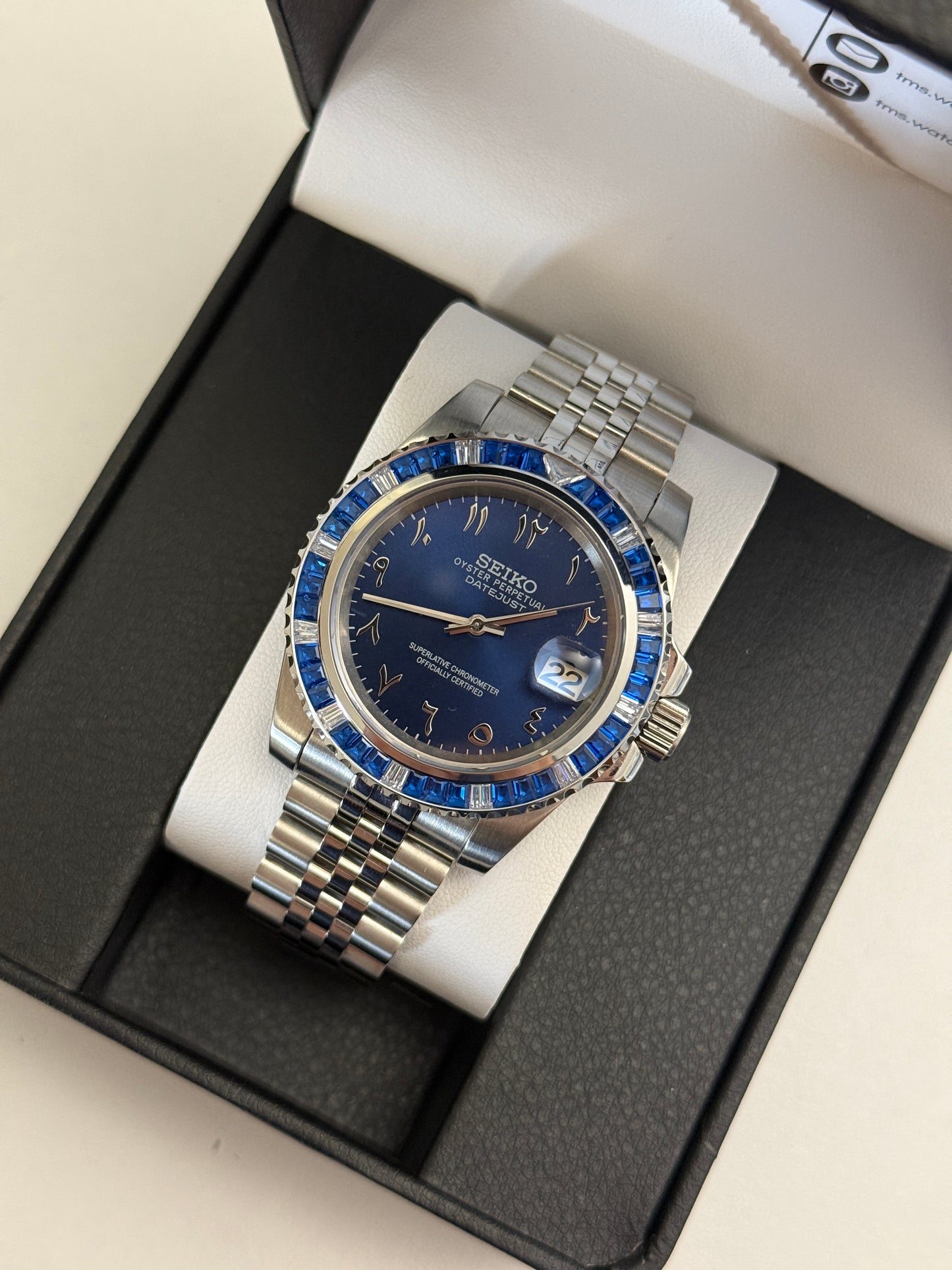 Blue Gem Arabic Submariner Custom Seiko Mod
