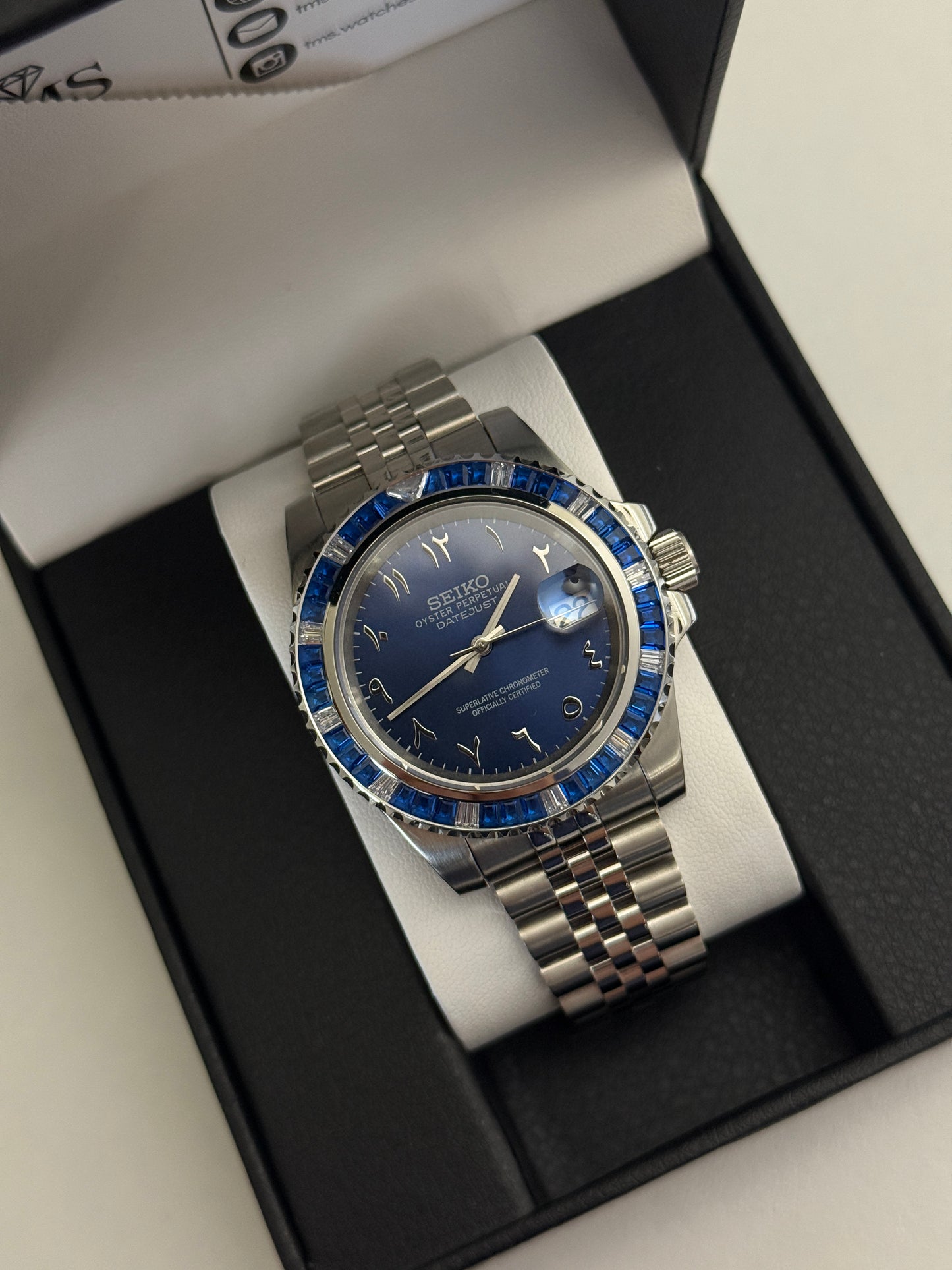Blue Gem Arabic Submariner Custom Seiko Mod