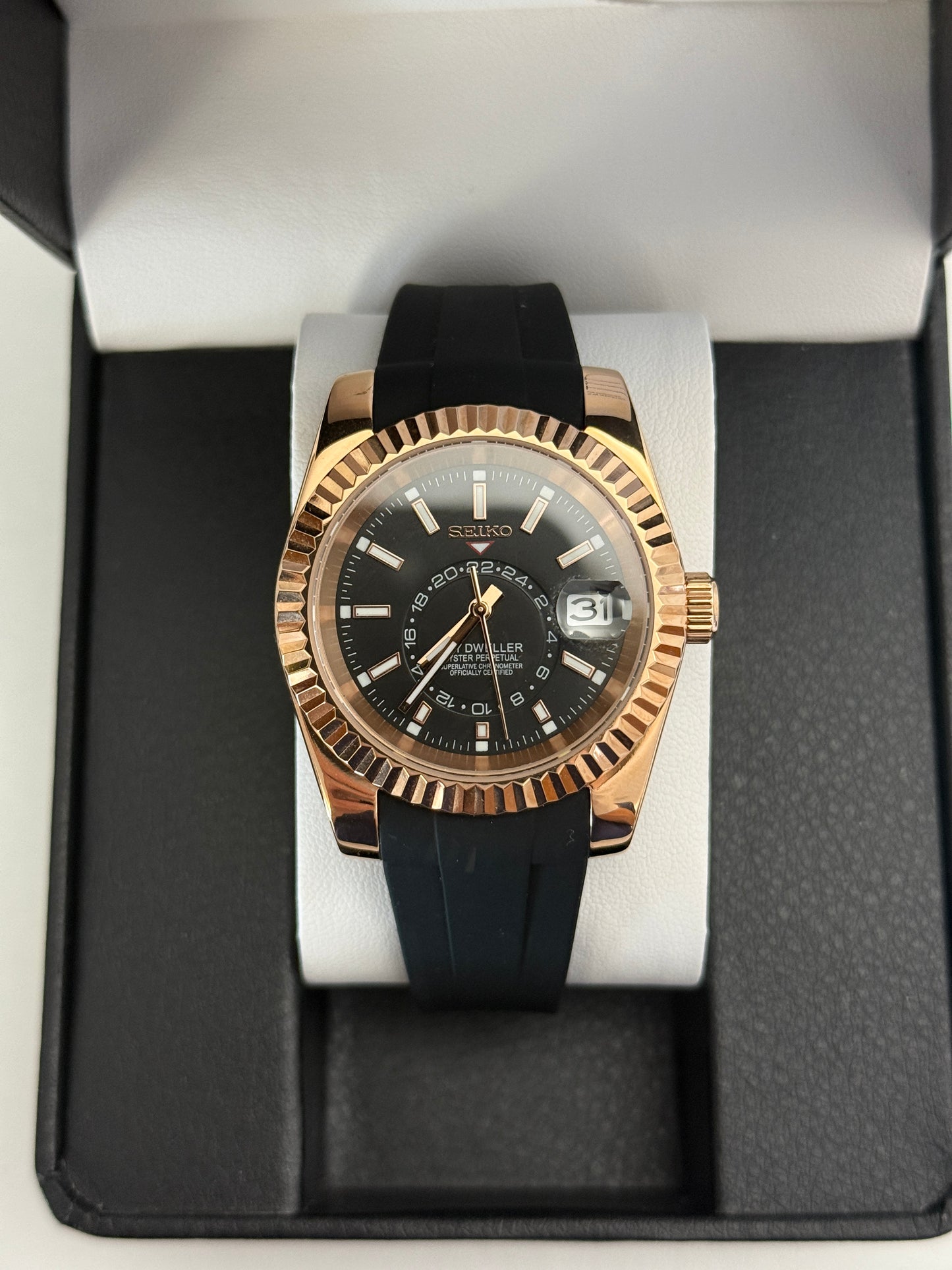 Rose Gold Sky Dweller DateJust Custom Seiko Mod