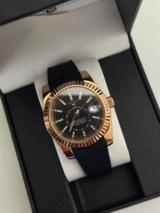 Rose Gold Sky Dweller DateJust Custom Seiko Mod