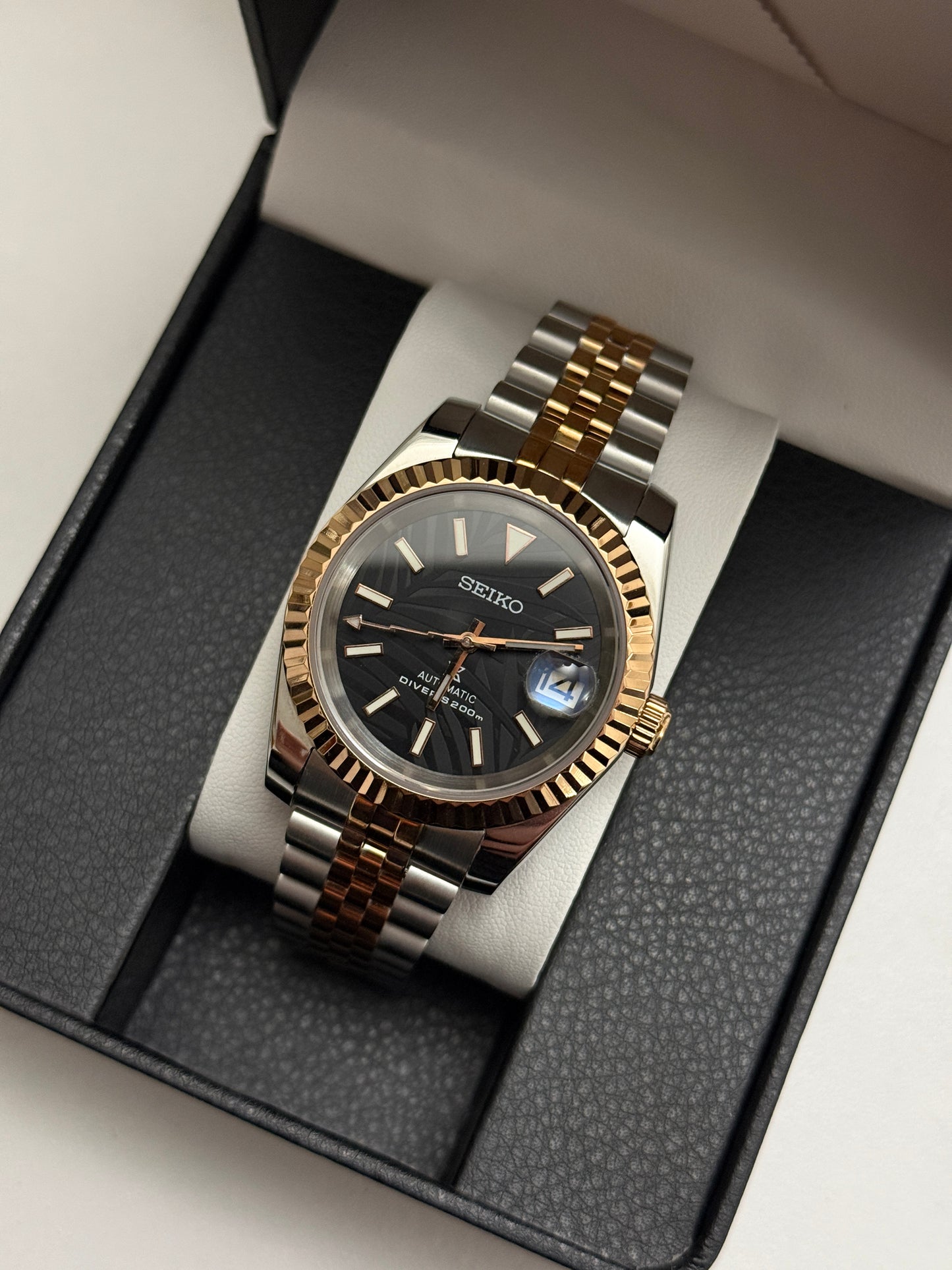 Black Palm Two-Tone Datejust Custom Seiko Mod