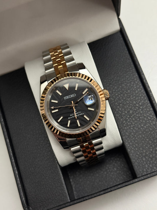 Black Palm Two-Tone Datejust Custom Seiko Mod