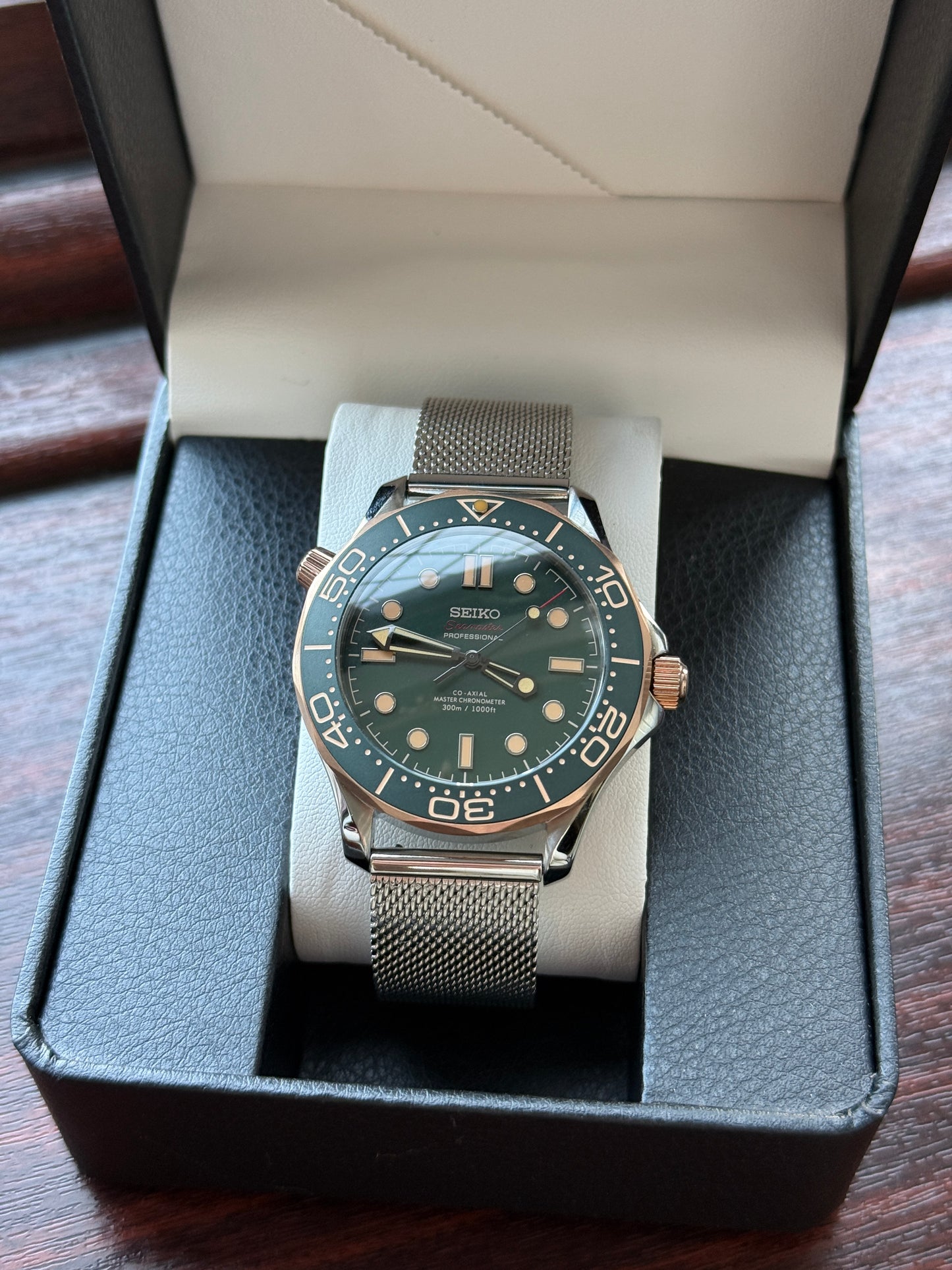 Rose Gold and Green Seamaster