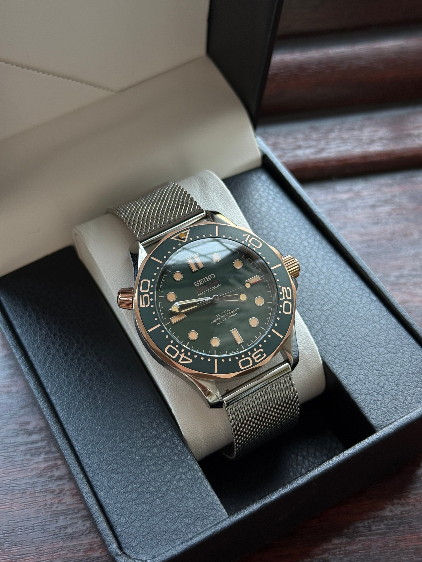Rose Gold and Green Seamaster