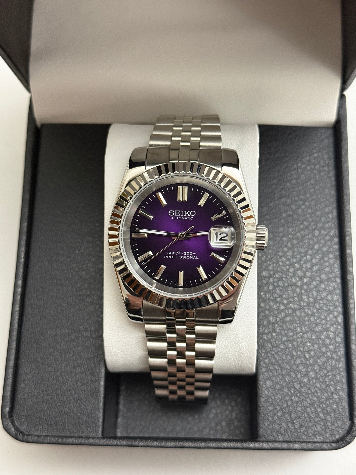 Purple Sunburst DateJust Custom Seiko Mod