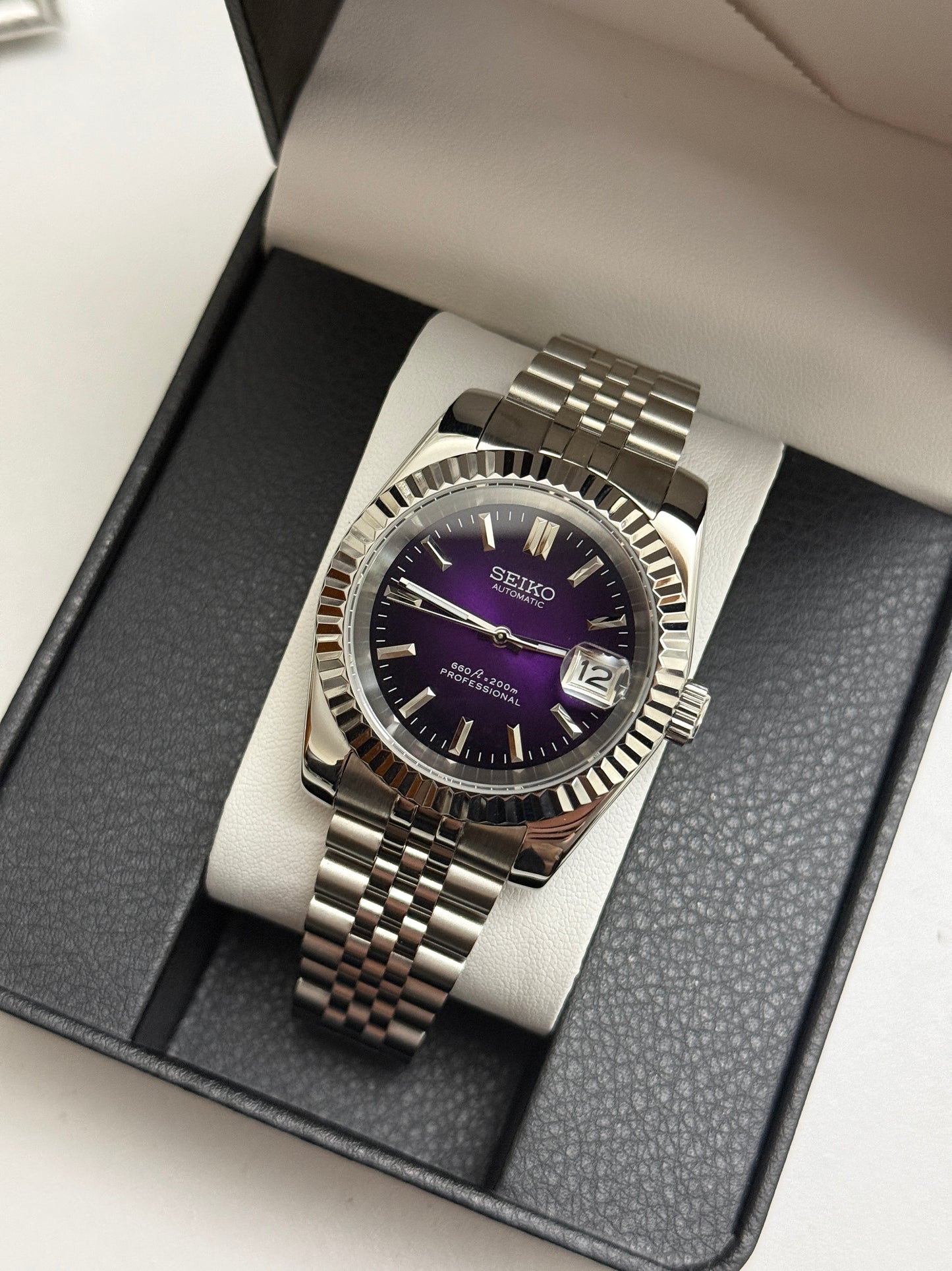 Purple Sunburst DateJust Custom Seiko Mod