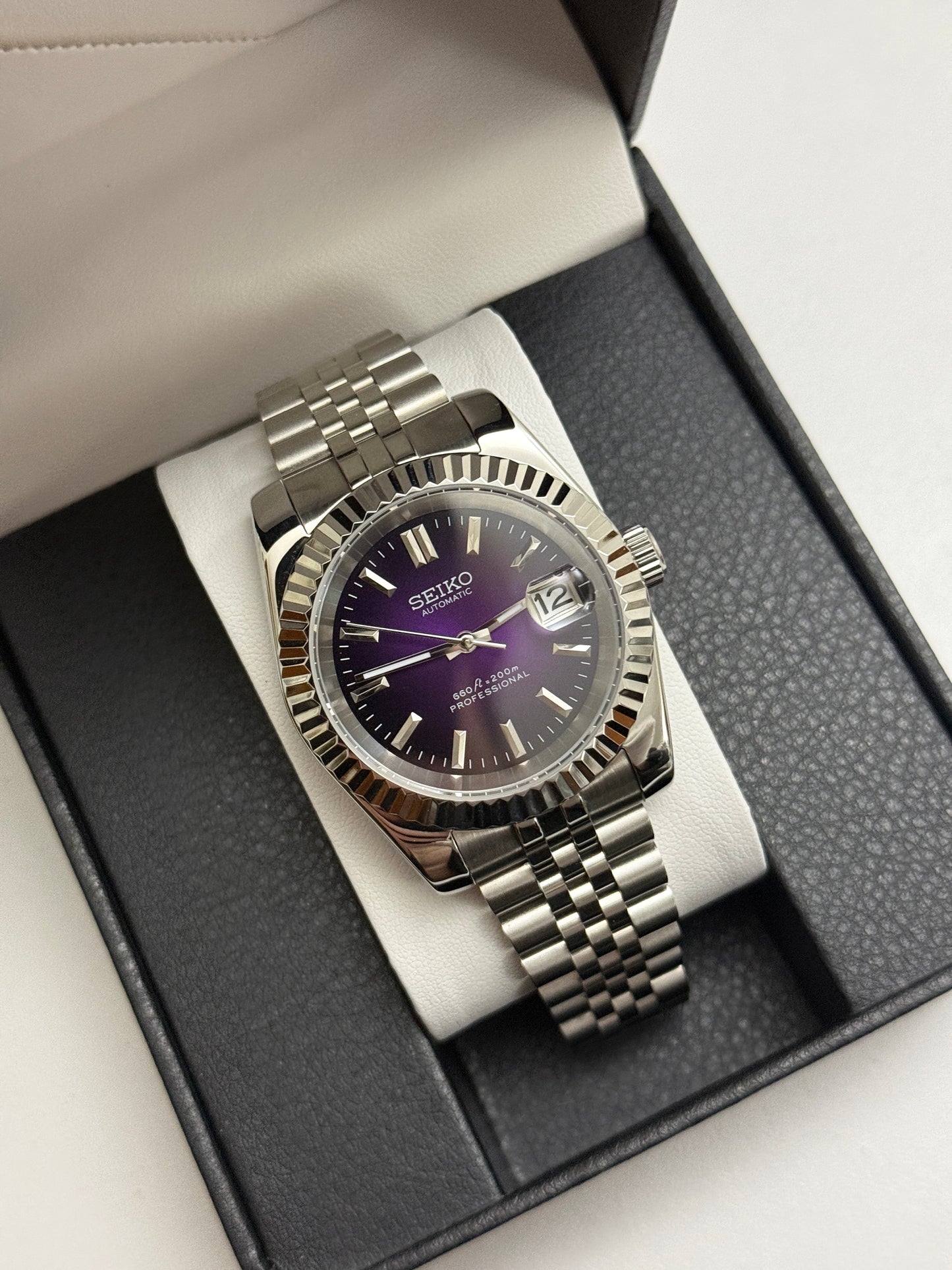 Purple Sunburst DateJust Custom Seiko Mod