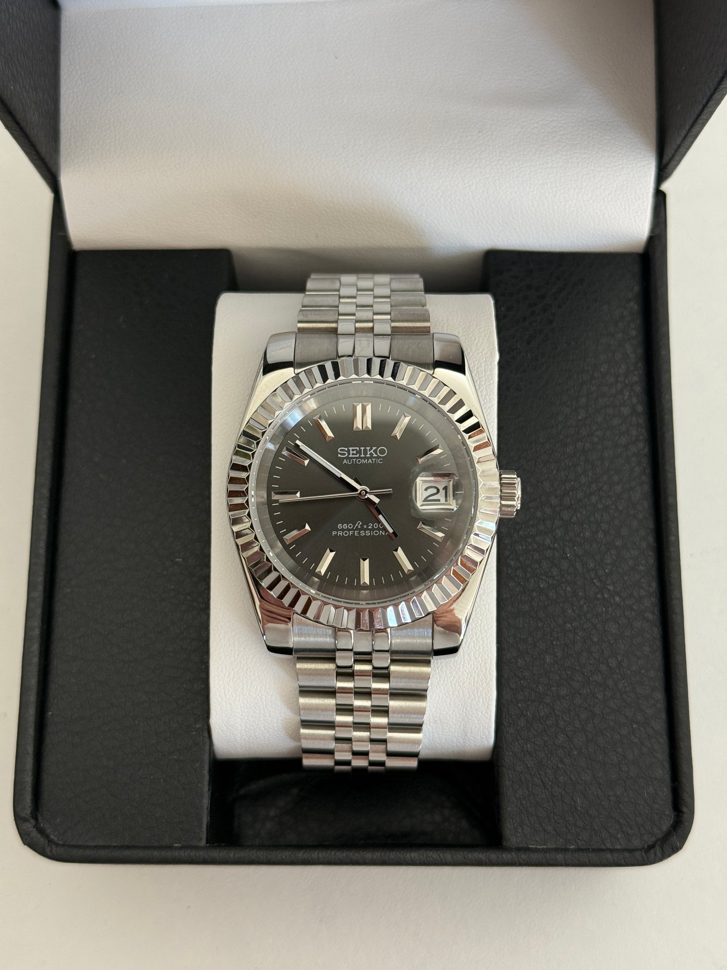 Grey Sunburst V3 Datejust Custom Seiko Mod