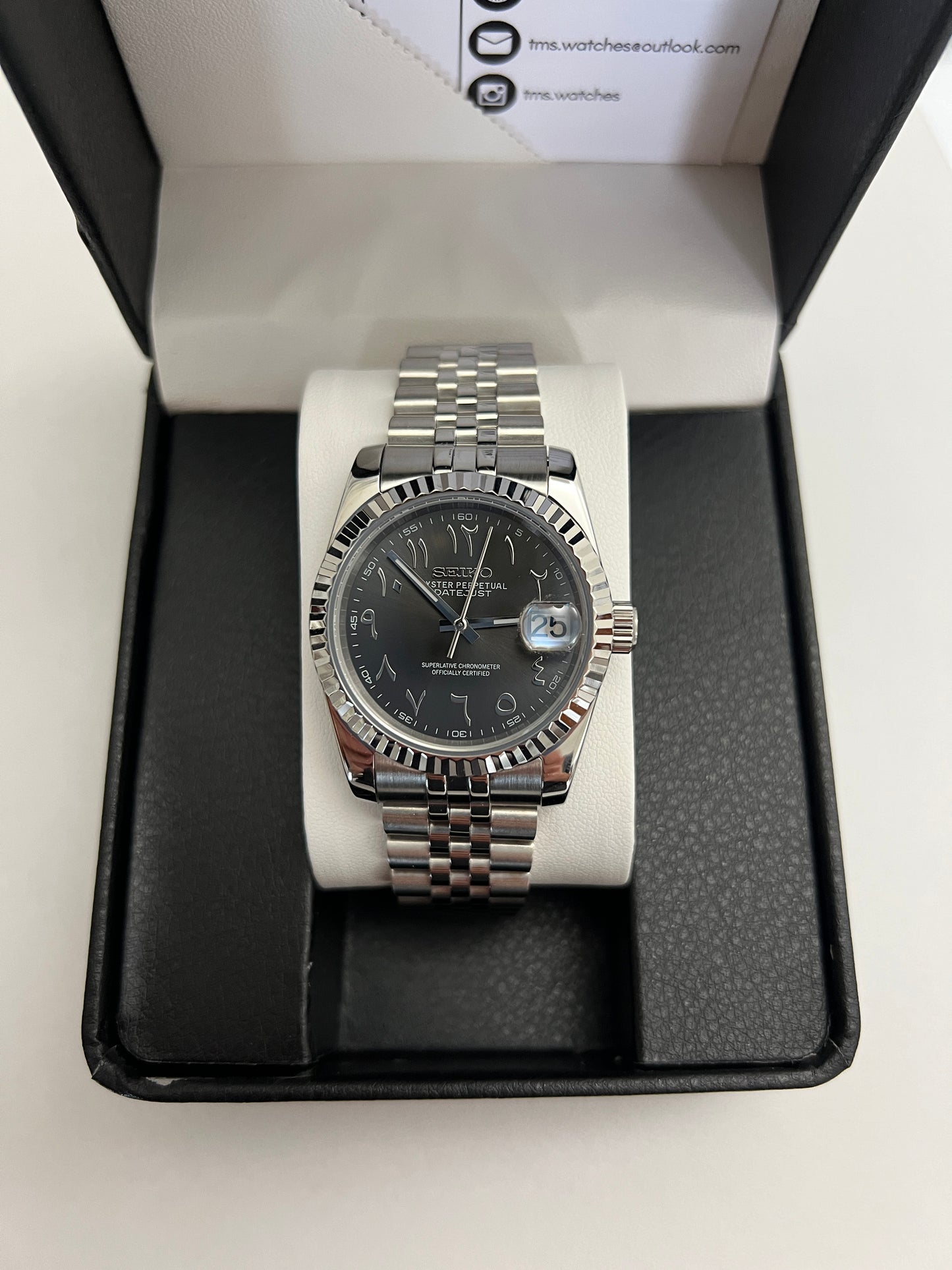 Grey Arabic Datejust Custom Seiko Mod 36MM