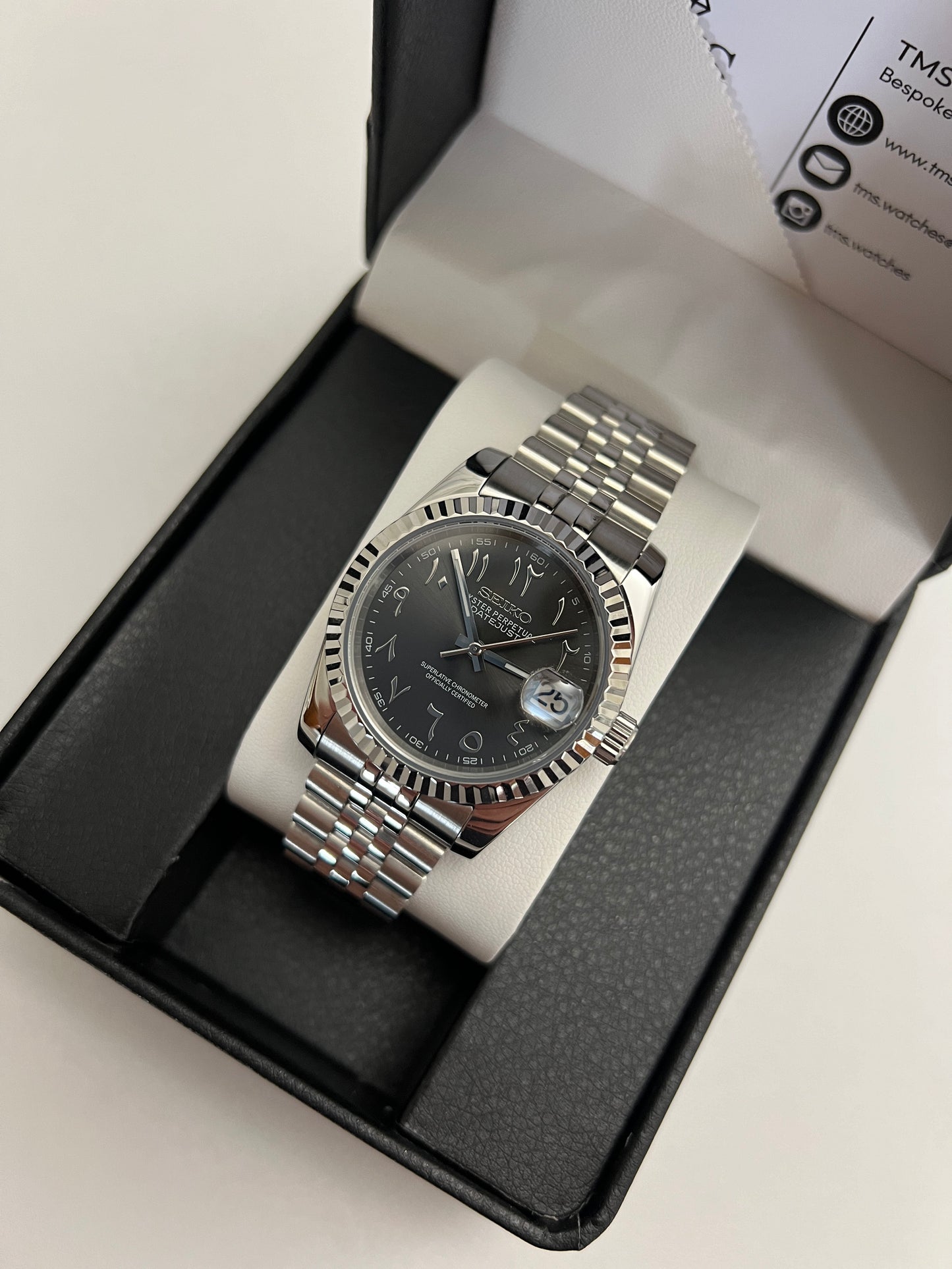 Grey Arabic Datejust Custom Seiko Mod 36MM