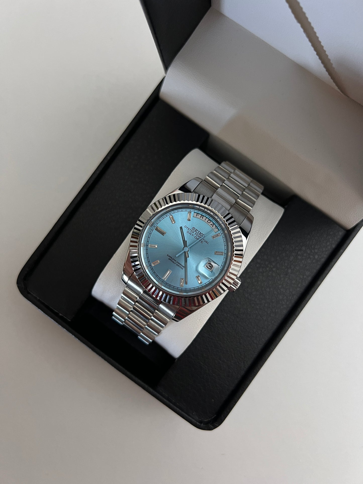 Sky Blue DayDate Custom Seiko Mod 39MM